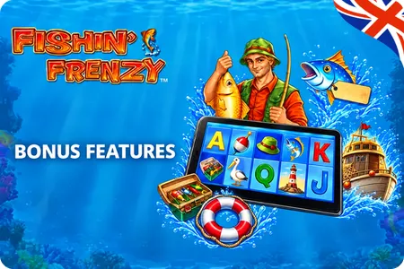 Fishin Frenzy bonus features on the reels
