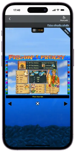 Fishin' Frenzy paytable screen