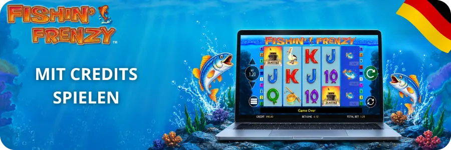 Fishin' Frenzy Demo auf dem Laptop