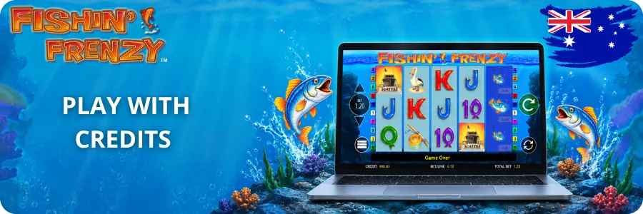 Fishin Frenzy Slot demo on a laptop