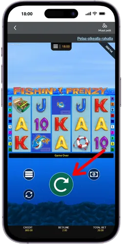 Fishin' Frenzy spin and autoplay controls